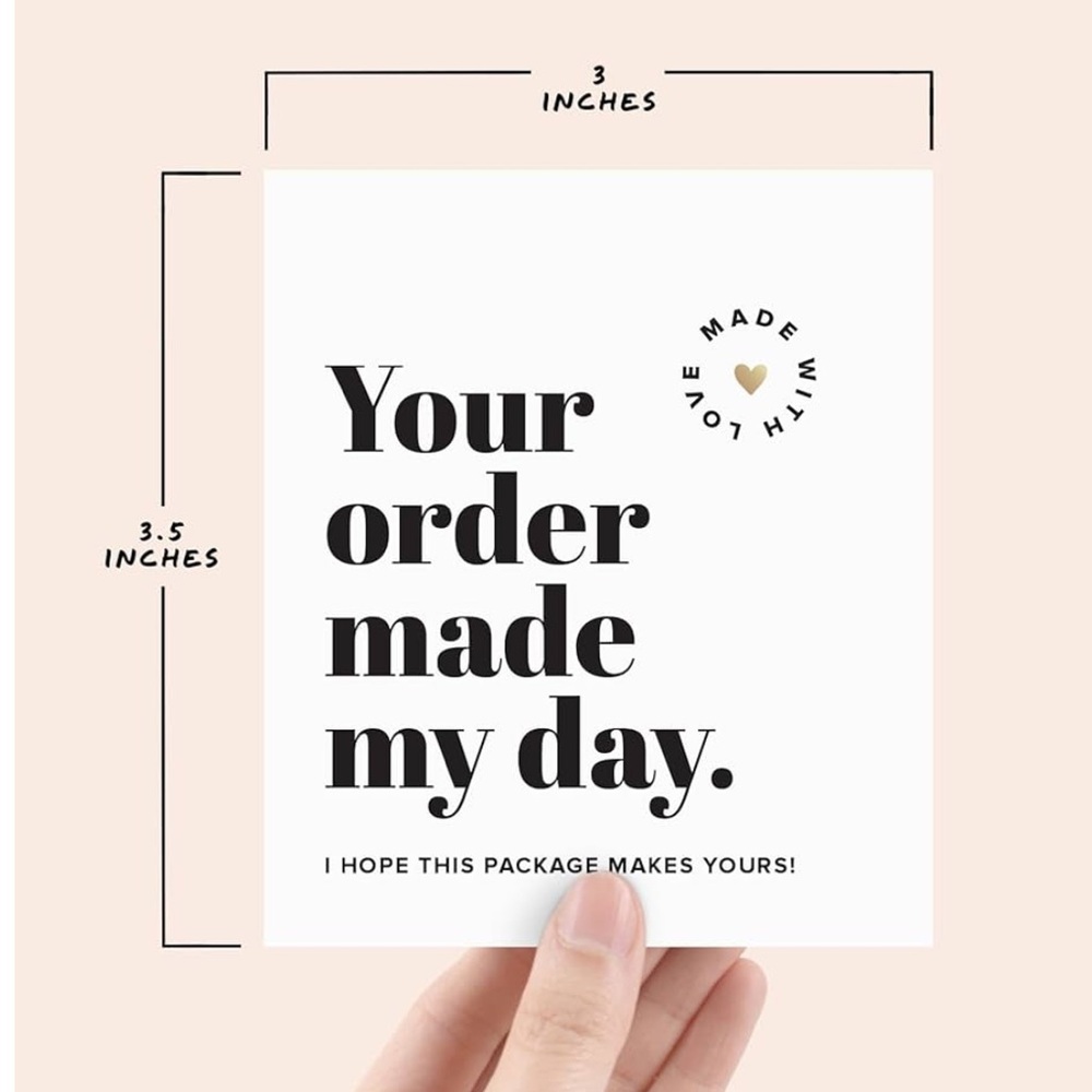 Set of 50 3in x 3.5in Your Order Made My Day Thank You Cards - Picture 2 of 4